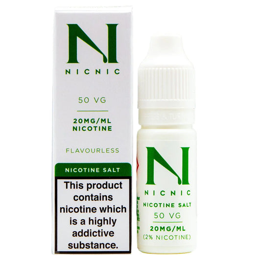 10ml Nicotine Salt Shot 20mg NicNic Flavourless 50VG
